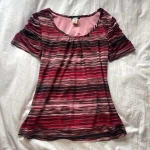 Y2K Red and Pink Striped Blouse